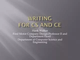 WritiNG for CS and CE