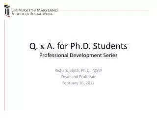 q a for ph d students professional development series