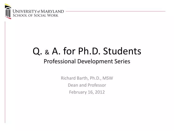 q a for ph d students professional development series