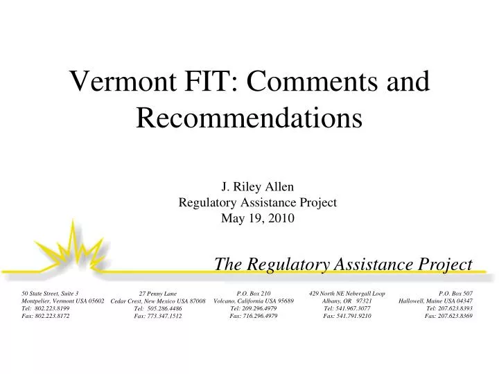 vermont fit comments and recommendations