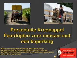 Presentatie Kroonappel Paardrijden voor mensen met een beperking