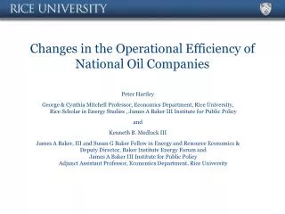 Changes in the Operational Efficiency of National Oil Companies
