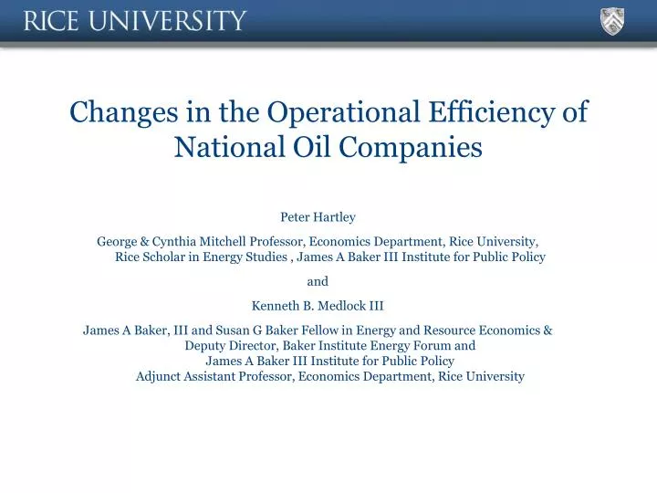 changes in the operational efficiency of national oil companies