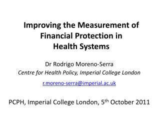Improving the Measurement of Financial Protection in Health Systems
