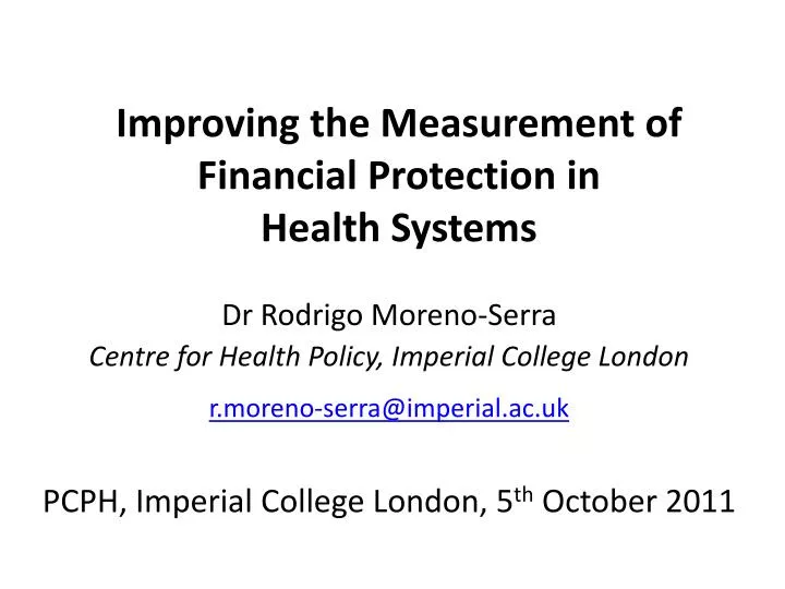 improving the measurement of financial protection in health systems