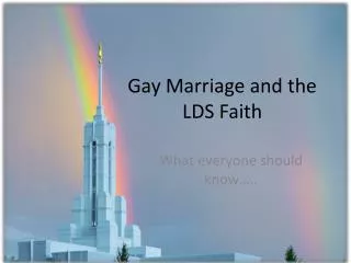 Gay Marriage and the LDS Faith