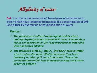 Alkalinity of water