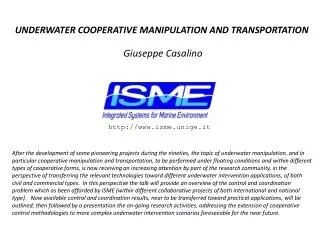 UNDERWATER COOPERATIVE MANIPULATION AND TRANSPORTATION Giuseppe Casalino