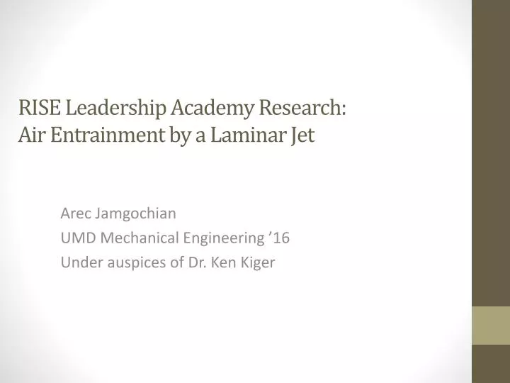 rise leadership academy research air entrainment by a laminar jet