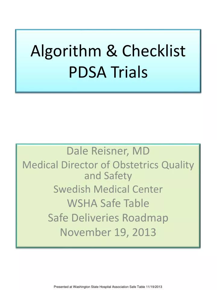 algorithm checklist pdsa trials