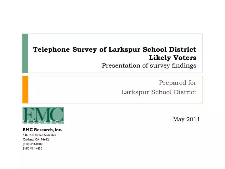 telephone survey of larkspur school district likely voters presentation of survey findings