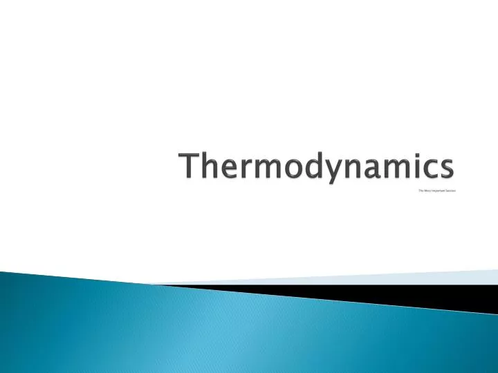 thermodynamics the most important section