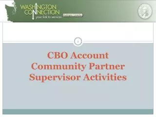 CBO Account Community Partner Supervisor Activities