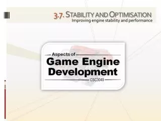 3 . 7. Stability and Optimisation