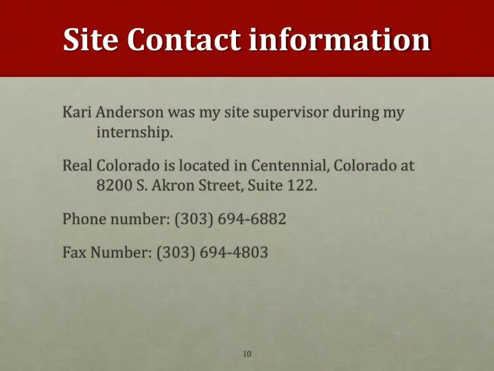 site contact information