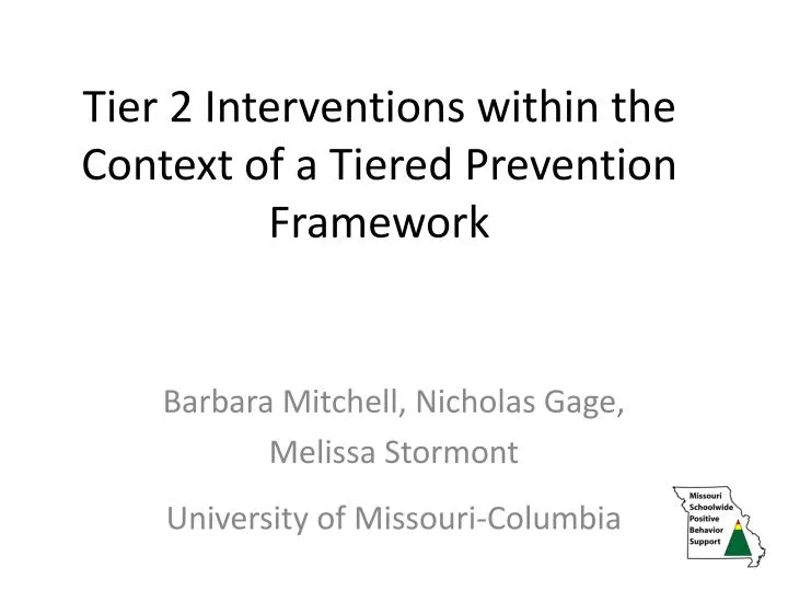 tier 2 interventions within the context of a tiered prevention framework
