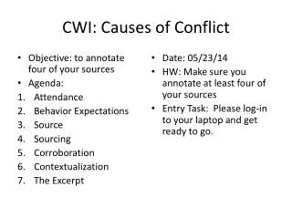 CWI: Causes of Conflict