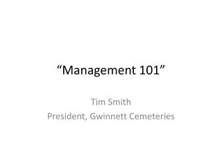 “Management 101”
