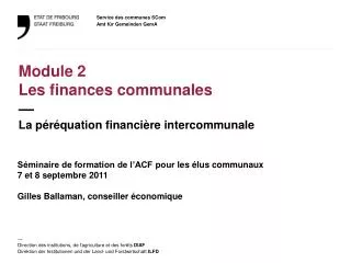 Séminaire de formation de l’ACF pour les élus communaux 7 et 8 septembre 2011