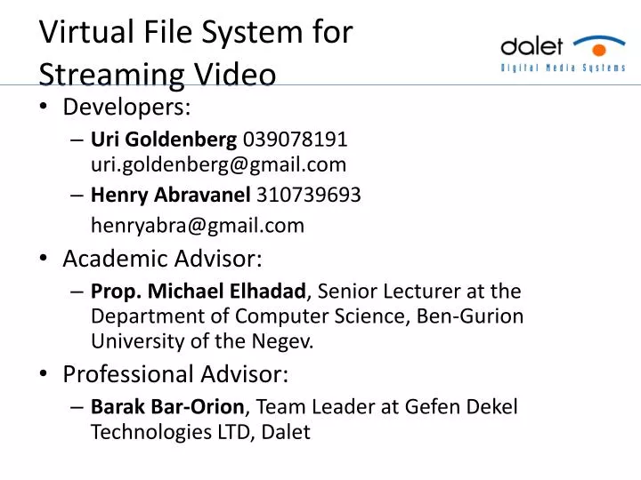 virtual file system for streaming video