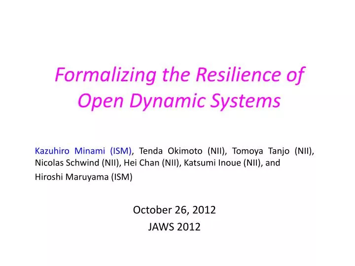 formalizing the resilience of open dynamic systems