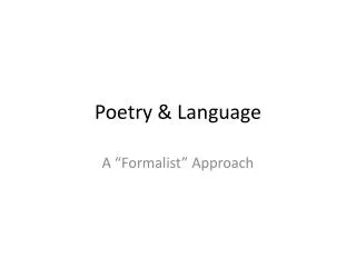 Poetry &amp; Language