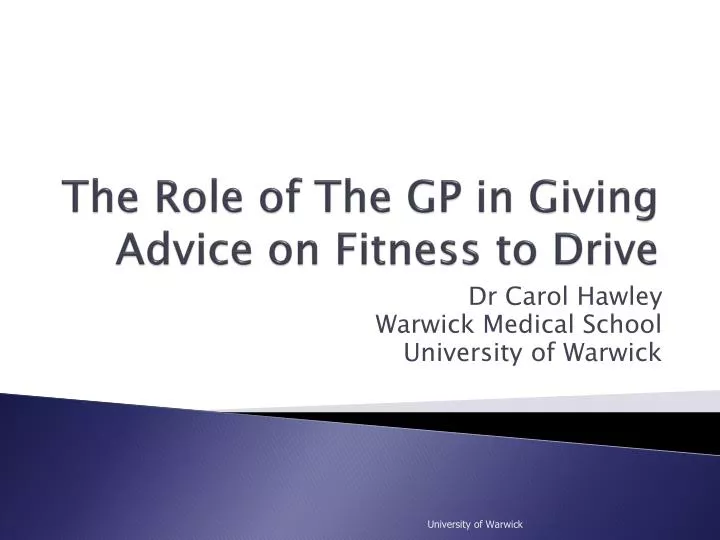 the role of the gp in giving advice on fitness to drive