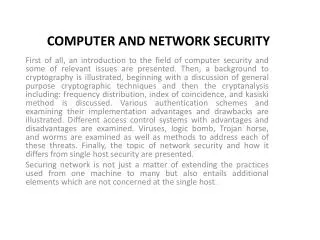 COMPUTER AND NETWORK SECURITY