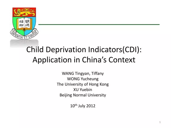 c hild deprivation indicators cdi application in china s context