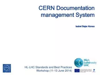 CERN Documentation management System Isabel Bejar Alonso