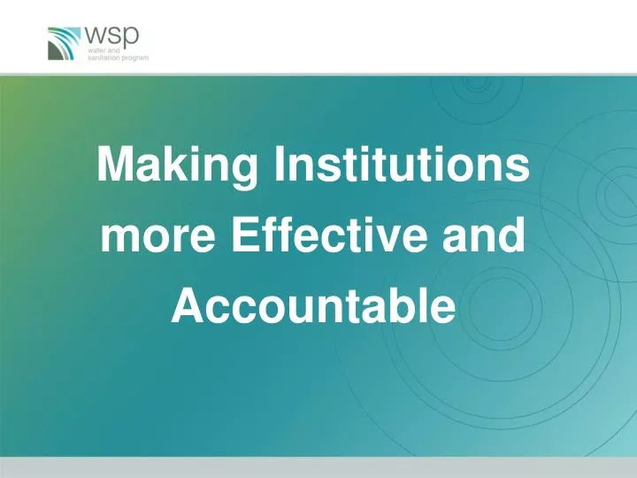 making institutions more effective and accountable