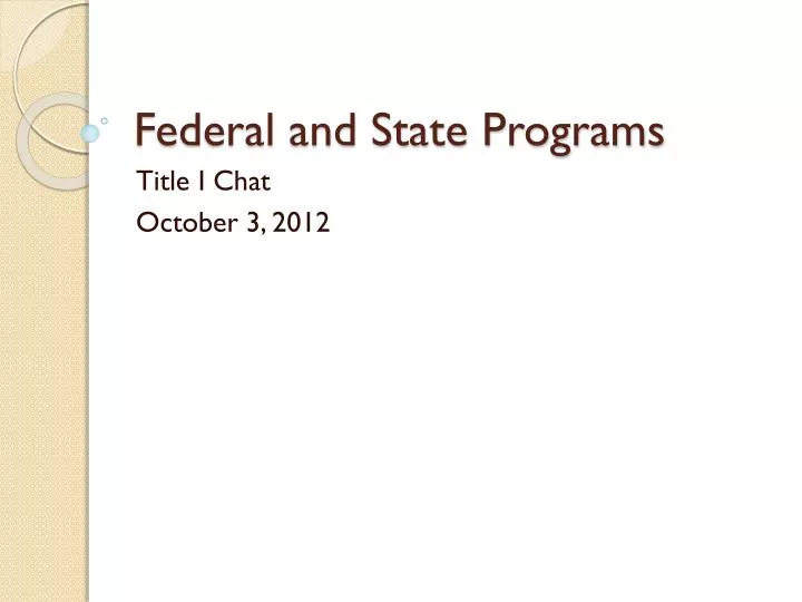 federal and state programs