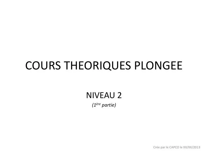 cours theoriques plongee