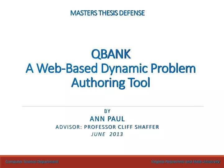 masters thesis defense qbank a web based dynamic problem authoring tool
