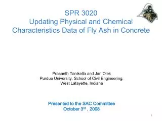 SPR 3020 Updating Physical and Chemical Characteristics Data of Fly Ash in Concrete