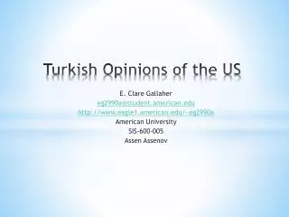 Turkish Opinions of the US