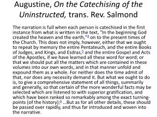 Augustine, On the Catechising of the Uninstructed, trans. Rev. Salmond