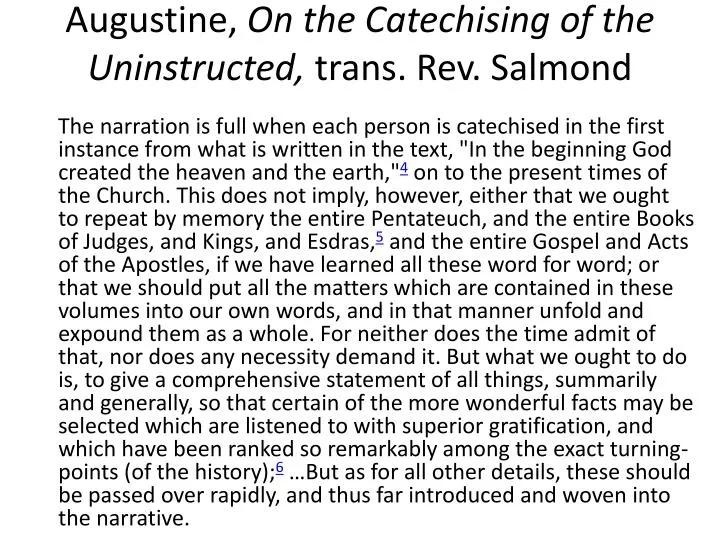 augustine on the catechising of the uninstructed trans rev salmond