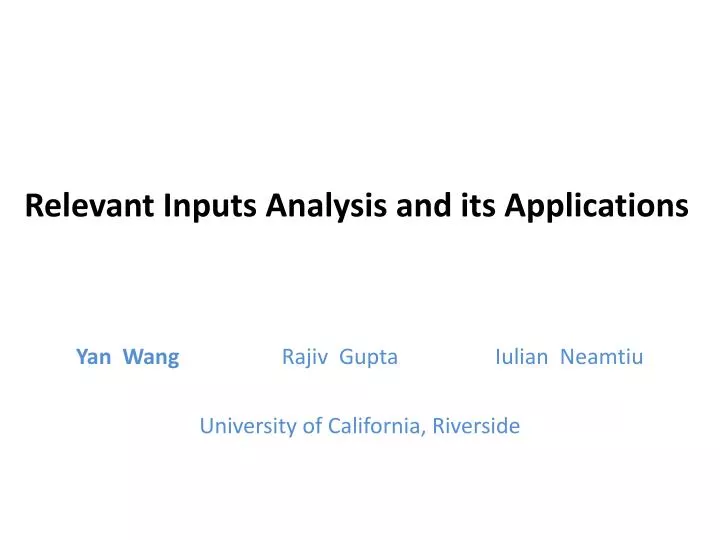 relevant inputs analysis and its applications