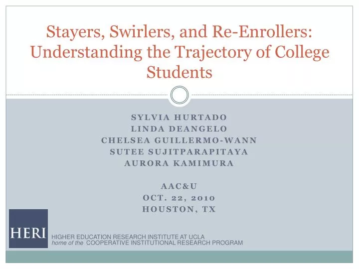 stayers swirlers and re enrollers understanding the trajectory of college students