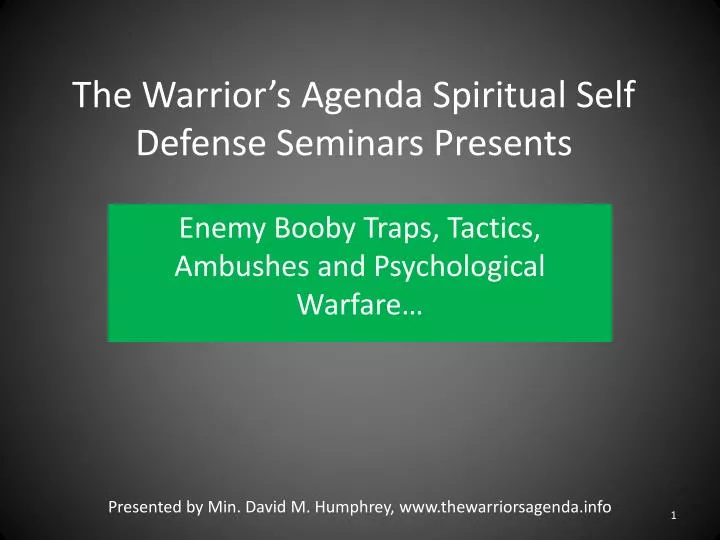 the warrior s agenda spiritual self defense seminars presents