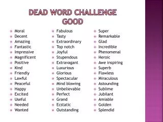 Dead Word Challenge Good