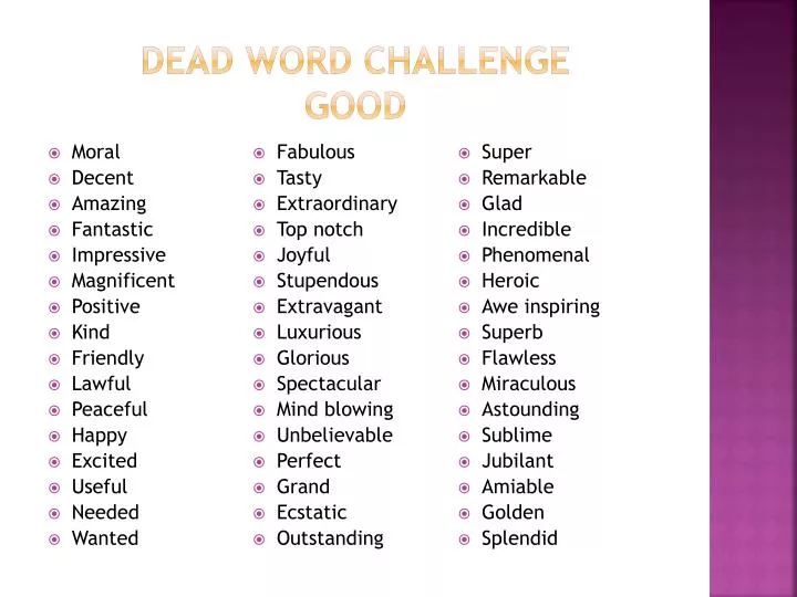 dead word challenge good