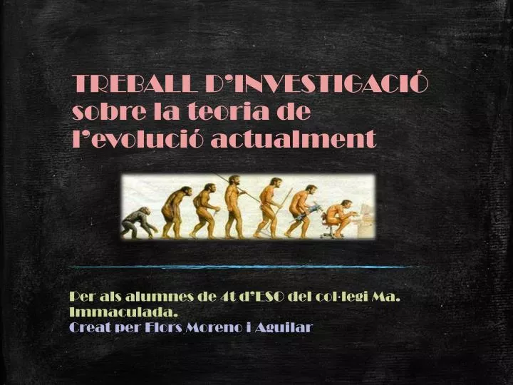 treball d investigaci sobre la teoria de l evoluci actualment