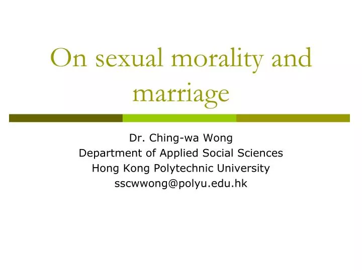 on sexual morality and marriage