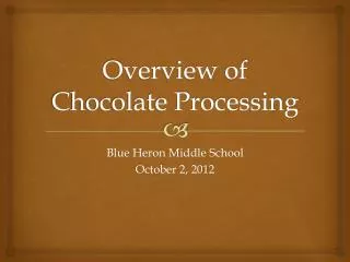 Overview of Chocolate Processing