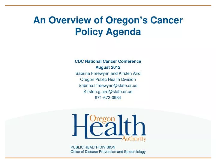 an overview of oregon s cancer policy agenda