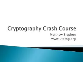 Cryptography Crash Course