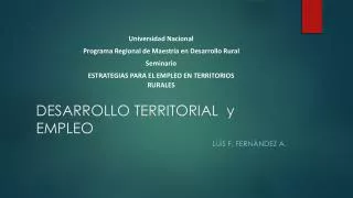 DESARROLLO TERRITORIAL y EMPLEO