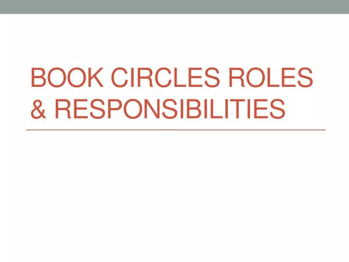 book circles roles responsibilities